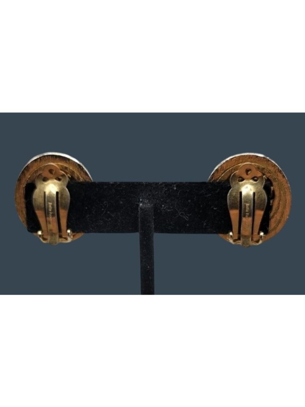 Vintage Signed Nettie Rosenstein Medici Coin Clip On Earrings Rhinestone Border - Picture 9 of 16